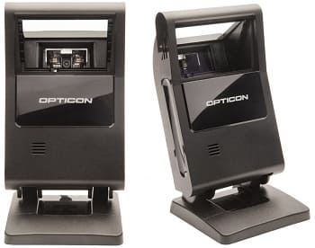 Opticon M10 lettore 2D a presentazione Potente lettore di codici a barre 1 e 2D Opticon M10 che può essere fissato su una superfice con apposite viti e inclinato per una migliore lettura