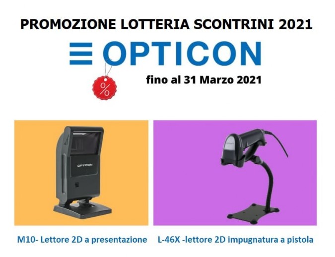 Lettori di codici a barre Opticon in promozione per la lotteria degli scontrini 2021 