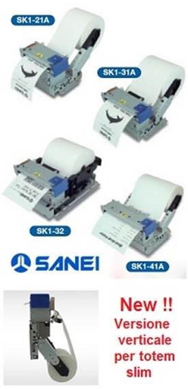 La gamma di stampanti per kiosk Sanei copre tutte le eigenze di montaggio orizzontale e verticale, con e senza presenter